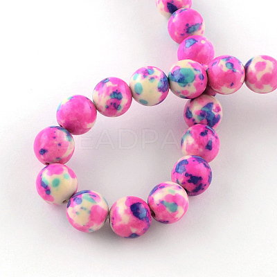 Dyed Natural Ocean White Jade Round Bead Strands G-R295-6mm-10-1