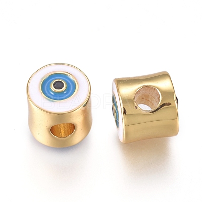 Brass Enamel Beads KK-L189-21G-1