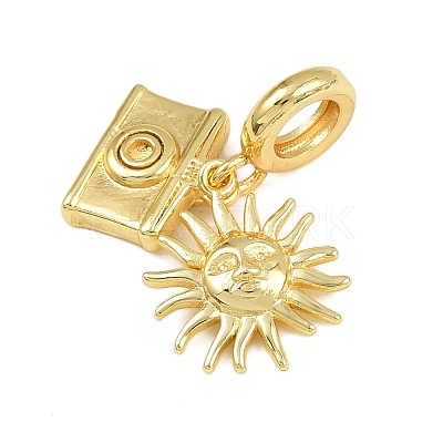 Brass Sun Camera European Dangle Charms KK-I352-32G-1