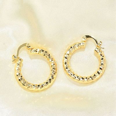 Brass Two Tone Hoop Earrings EJEW-B117-06C-G-1