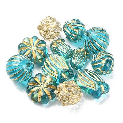 6 Style Plating Acrylic Beads PACR-FS0001-01-1