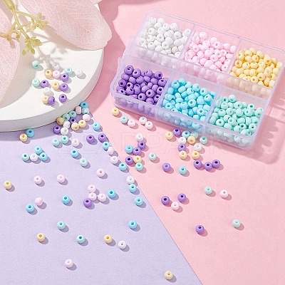 660Pcs 6 Colors Handmade Frosted Porcelain Beads PORC-YW0001-01-1
