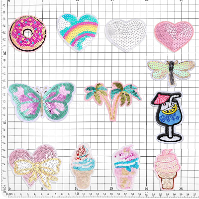 12Pcs 12 Styles Computerized Embroidery Cloth Iron On/Sew On Patches DIY-PH0023-24-1