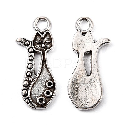 Tibetan Style Alloy Kitten Pendant Settings for Enamel PALLOY-A15359-AS-NF-1