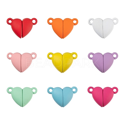 18 Sets 9 Colors Spray Painted Alloy Magnetic Clasps with Loops FIND-LS0001-65-1
