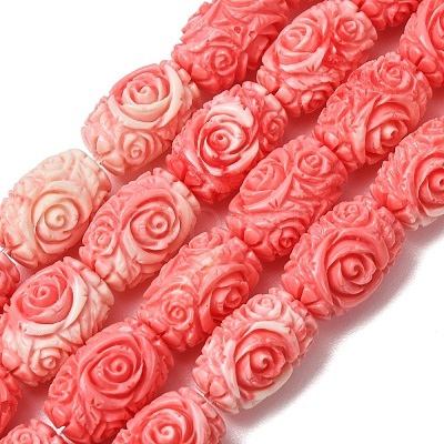 Synthetic Coral Dyed Carved Beads Strands SH-CBAE713-02-1