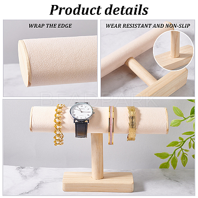 Wood & Velvet T Bar Bracelet Display Stands ODIS-WH0061-40B-1