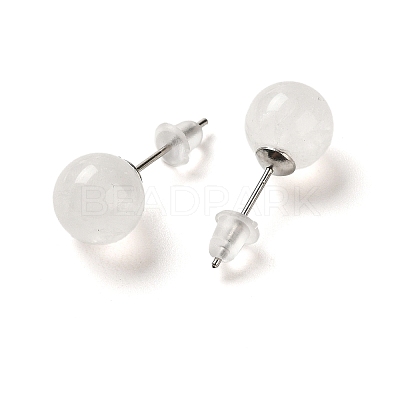 Natural Quartz Crystal Stud Earrings X-G-B075-02P-03-1