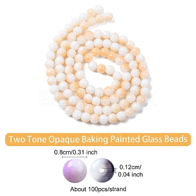 Two Tone Opaque Baking Paint Glass Beads Strands DGLA-YW0001-18A-1