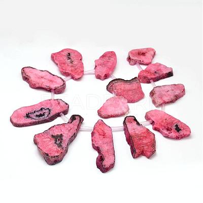 Dyed Natural Agate Nuggets Beads Strands G-E331-08G-1