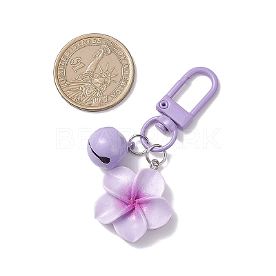 4Pcs Flower Resin & Iron Bell Pendant Decorations HJEW-JM04260-1