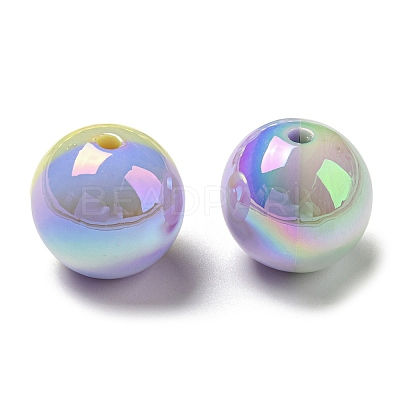 UV Plating Rainbow Iridescent Opaque Acrylic Beads MACR-D081-15-1