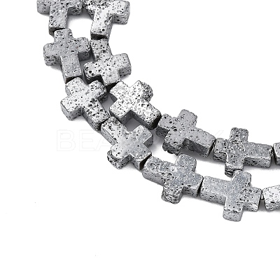 Electroplated Natural Lava Rock Beads Strands G-A256-A01-01D-1