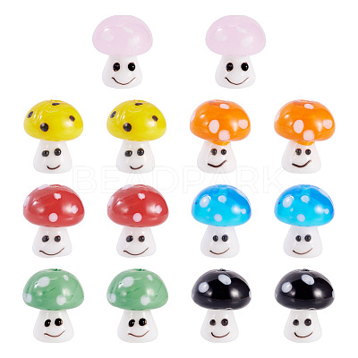14Pcs 7 Colors Handmade Lampwork Beads LAMP-TA0001-89-1