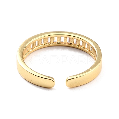 Clear Cubic Zirconia Open Cuff Ring for Women RJEW-C018-01G-1