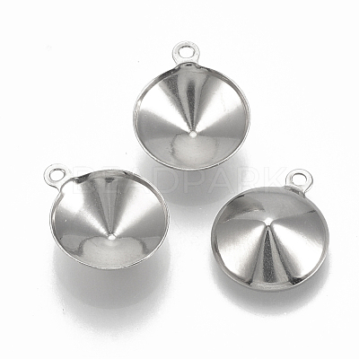 Tarnish Resistant 201 Stainless Steel Pendant Rhinestone Settings STAS-S057-41D-1