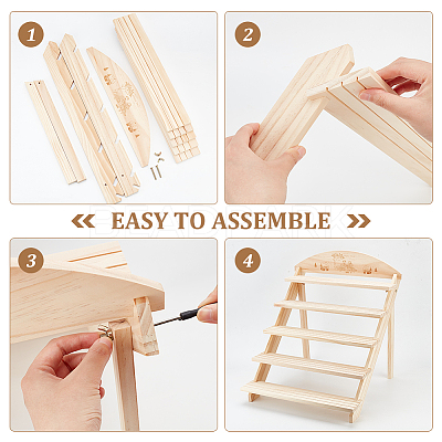 5-Tier 3-Row Wood Earring Display Card Racks ODIS-WH0329-35-1