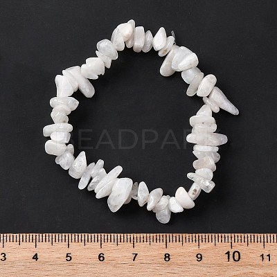 Unisex Chip Natural Rainbow Moonstone Beaded Stretch Bracelets BJEW-S143-37-1