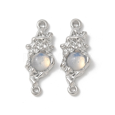Brass & Resin Flower Connector Charms KK-U052-36P-02-1