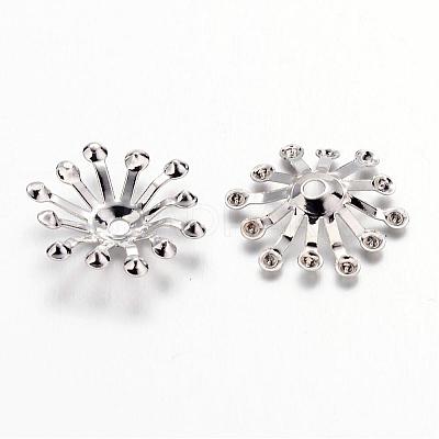 Platinum Iron Flower Bead Caps X-IFIN-D001-P-1