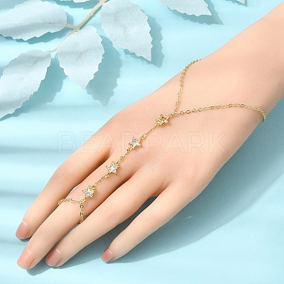 Brass Micro Pave Cubic Zirconia Mittens Bracelets BJEW-C156-01G-05-1