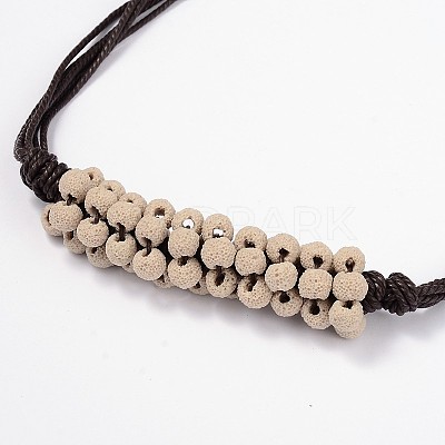 Lava Rock Beaded Necklaces NJEW-D213-02-1