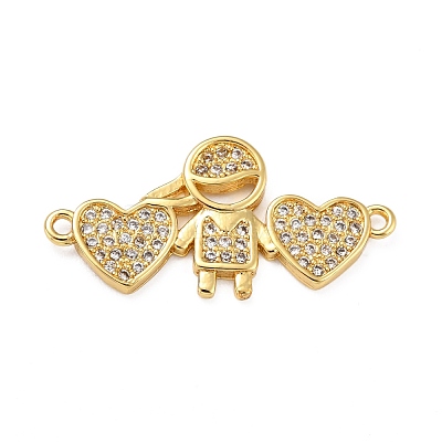 Brass Micro Pave Clear Cubic Zirconia Links Connectors ZIRC-A021-65G-1