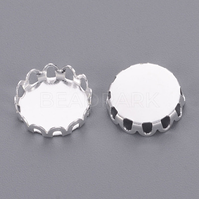 Silver Color Plated Oval Brass Bezel Cabochon Settings X-KK-C2896A-S-1
