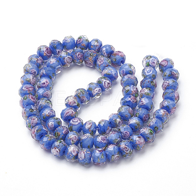 Handmade Gold Sand Lampwork Beads Strands LAMP-R141-10mm-05-1