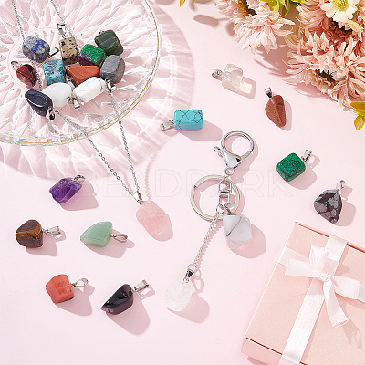 DIY Gemstone Pendant Necklaces Making Kits DIY-UN0001-83P-1