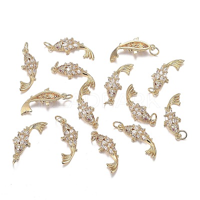 Brass Micro Clear Cubic Zirconia Pendants X-ZIRC-F120-044G-1