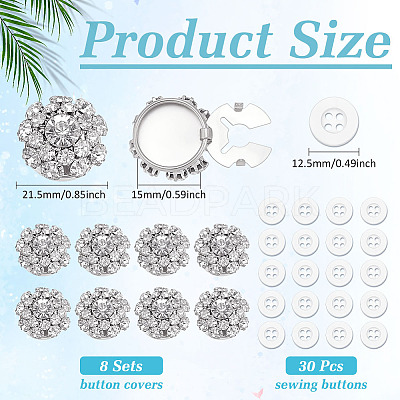 8Pcs Brass Rhinestone Cufflinks KK-ME0003-84S-1