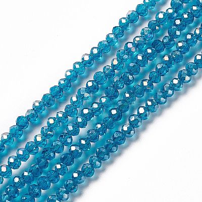 Electroplate Glass Beads Strands X-EGLA-R048-2mm-17-1