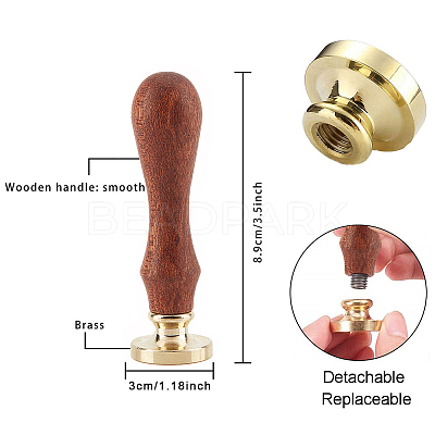 Brass Wax Seal Stamp with Handle AJEW-WH0184-0734-1