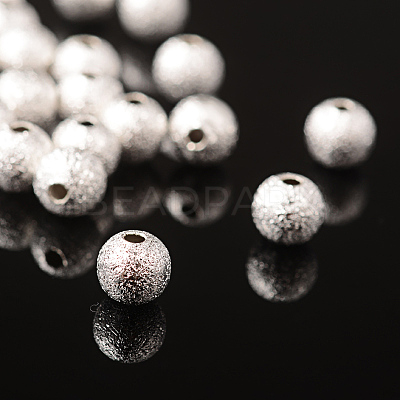 6mm Silver Color Plated Brass Textured Beads X-EC248-S-1