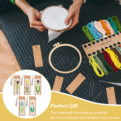 Flower Pattern DIY Embroidery Starter Kits DIY-WH0569-46-1