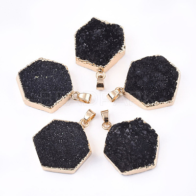 Electroplate Natural Druzy Agate Pendants G-T112-21B-1