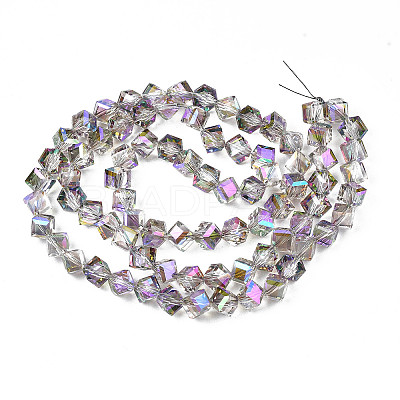 Electroplate Transparent Glass Beads Strands X-EGLA-N002-29-C01-1