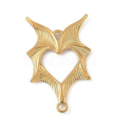304 Stainless Steel Bat Wings Heart Links Connector Charms X-STAS-S186-13G-1