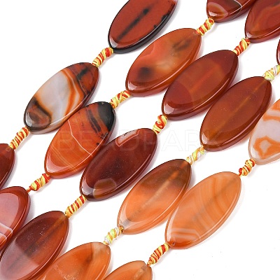 Natural Banded Agate Beads Strands G-F825-A01-01A-1