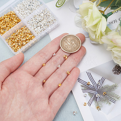800Pcs 4 Style Brass Crimp Beads Covers KK-AR0003-69-1