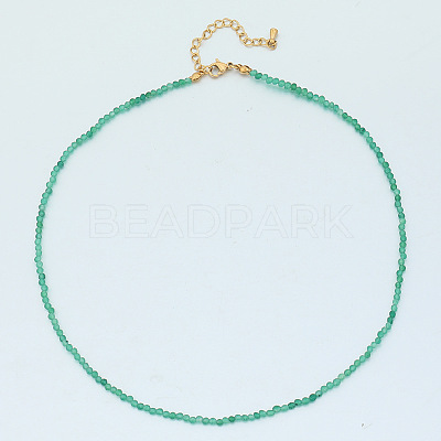 Natural Green Aventurine Faceted Round Beaded Necklaces GJ4349-7-1