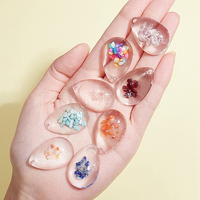 40Pcs 10 Colors Transparent Glass Pendants GGLA-SZ0001-44-1