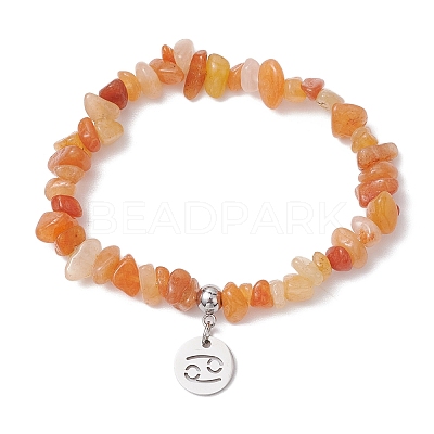 Natural Red Aventurine Chip Beaded Stretch Bracelets BJEW-JB11133-06-1
