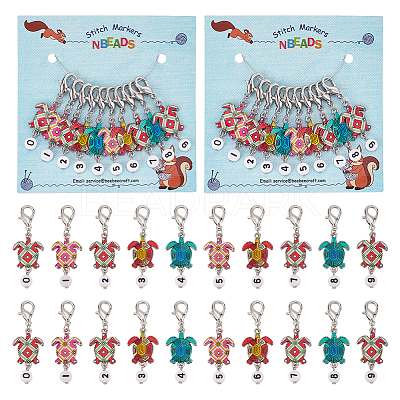  NBEADS 10 Pcs Number 0~9 Stitch Markers, Alloy Enamel