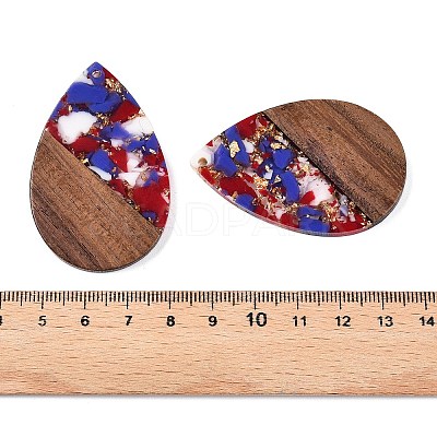 Transparent Resin & Walnut Wood Big Pendants RESI-T058-05H-1