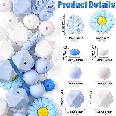 30Pcs Food Grade Eco-Friendly Silicone Beads SIL-FS0001-26A-1