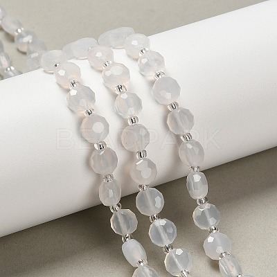 Natural White Agate Beads Strands G-B153-A02-1
