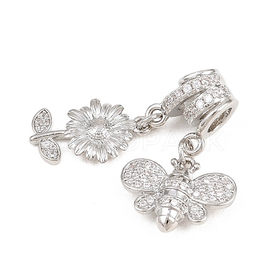 Spring Brass Pave Clear Cubic Zirconia Pendants KK-H268-13A-P-1