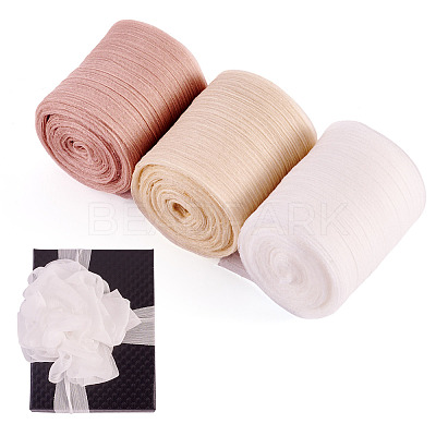 3 Rolls 3 Colors Wrinkle Polyester Ribbon OCOR-TA0002-98C-1